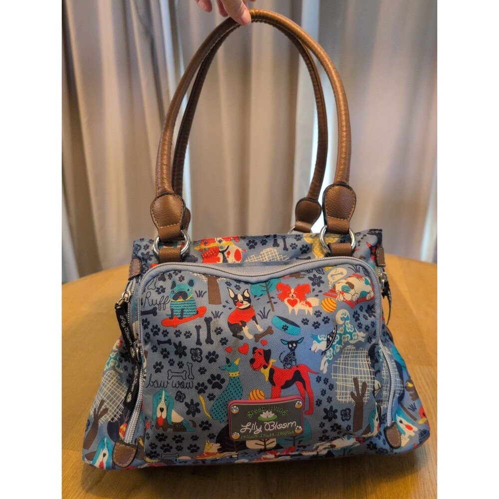 Lily Bloom Dog Purse “Who Let The Dogs Out” Multi Pocket Maggie Satchel Handbag